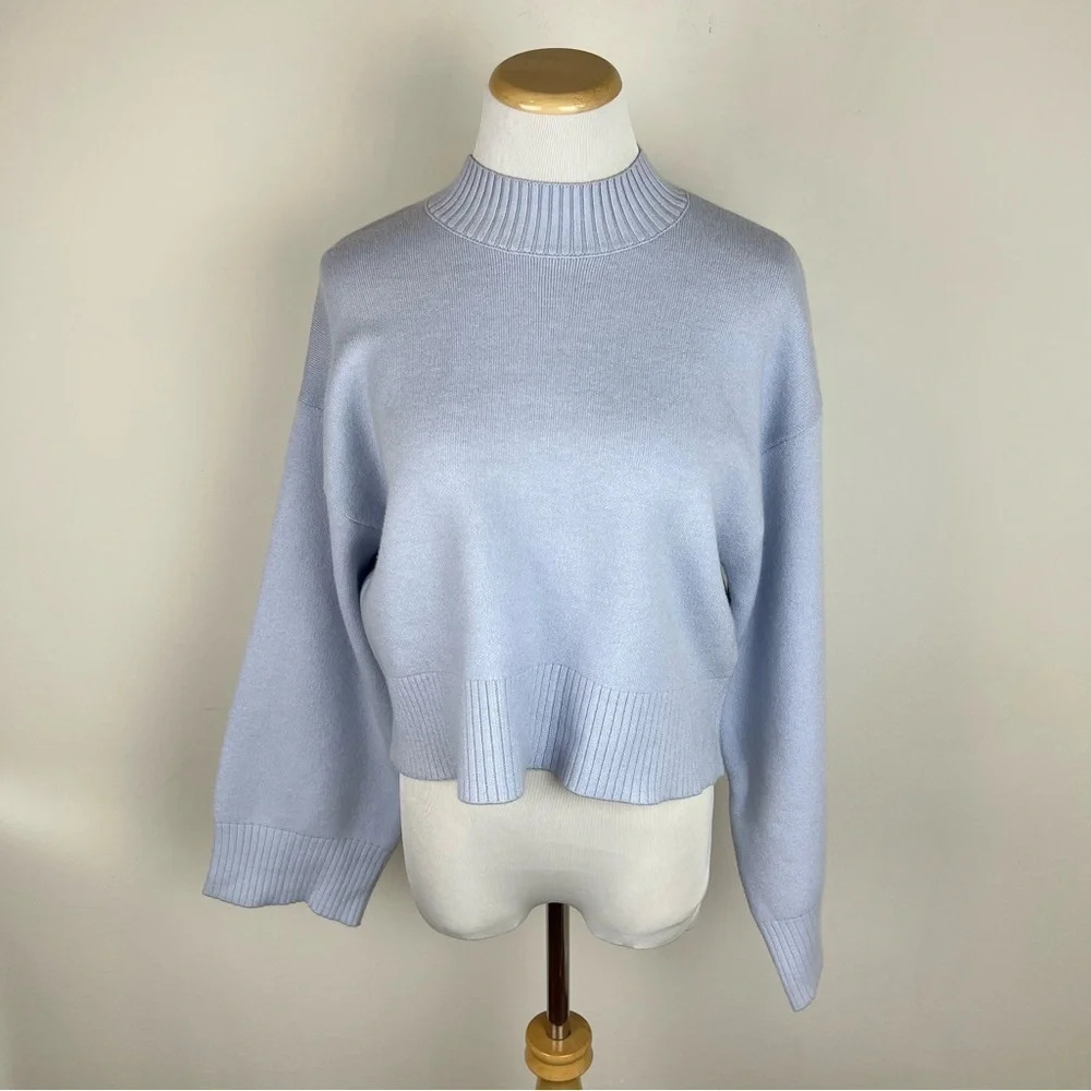 Zara Funnel Neck Pastel Blue Sweater Size S